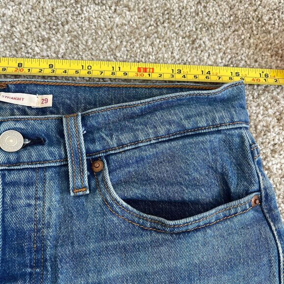 Levis Wedgie Straight Jeans Blue Women 29 Button Fly Hight Rise Stretch - Picture 12 of 14